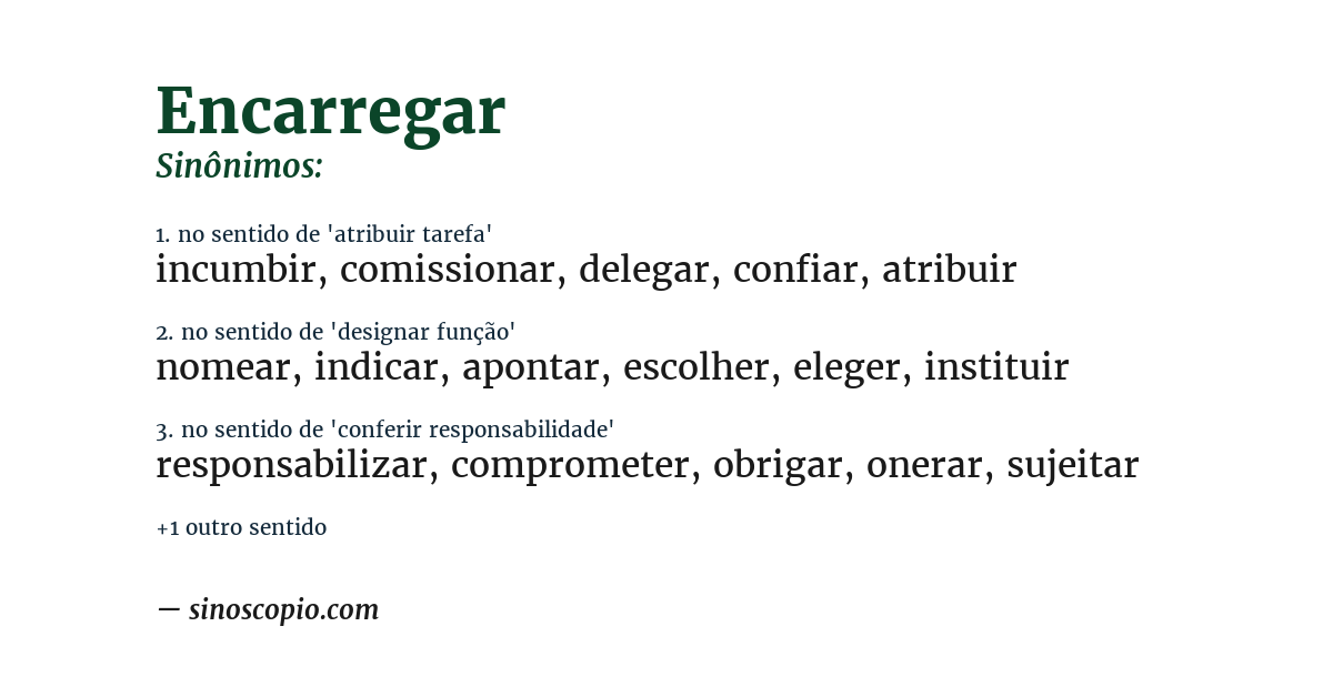 Sinônimo de encarregar