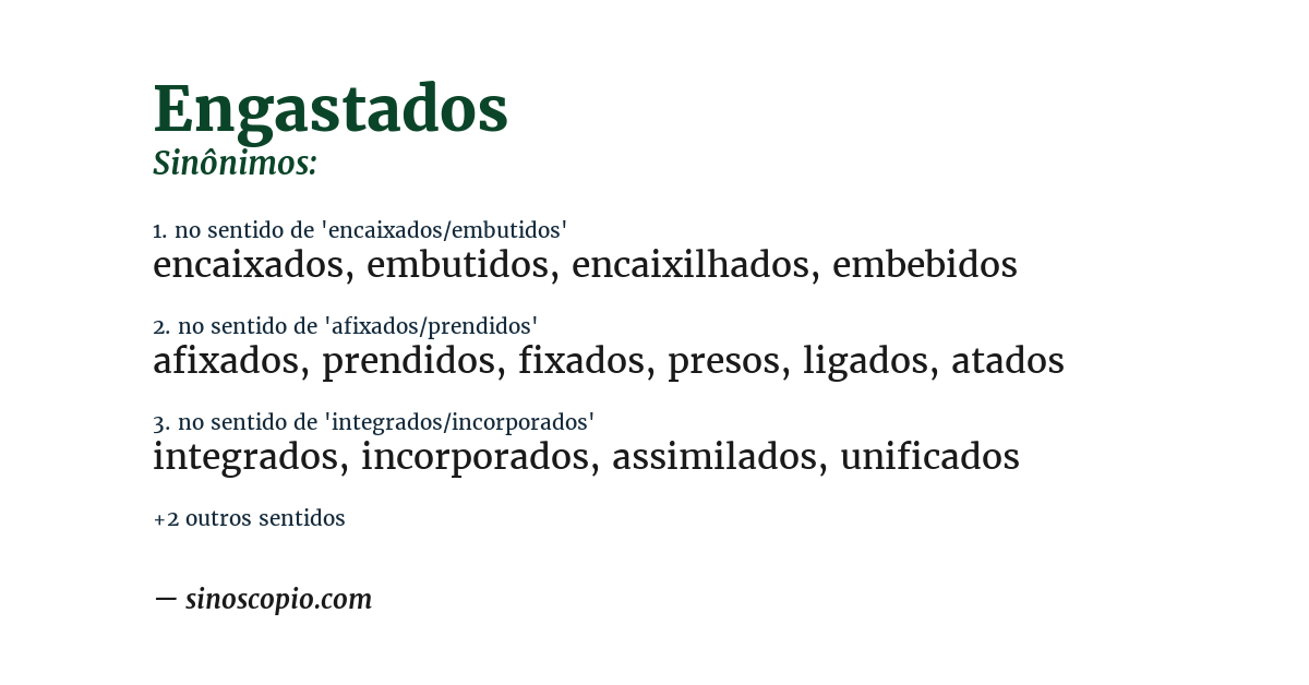 Sinônimo de engastados