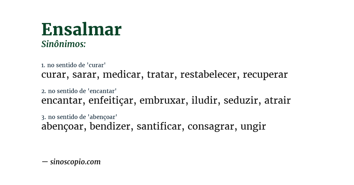 Sinônimo de ensalmar