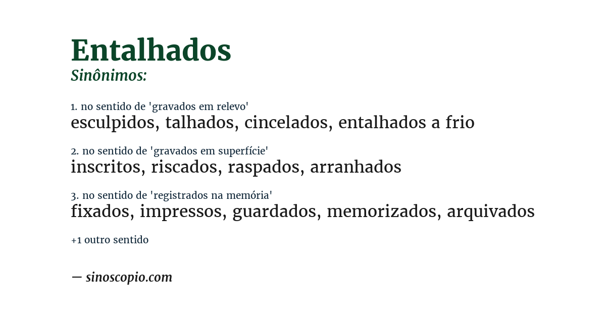 Sinônimo de entalhados