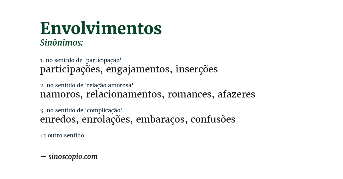 Sinônimo de envolvimentos