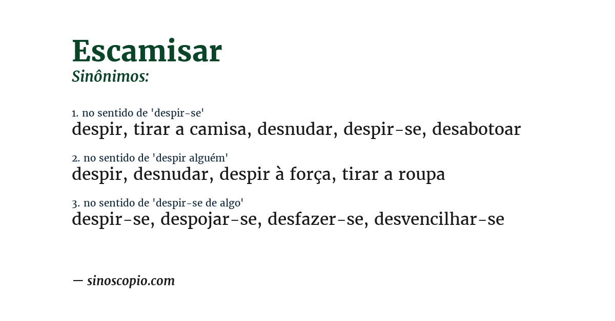 Sinônimo de escamisar