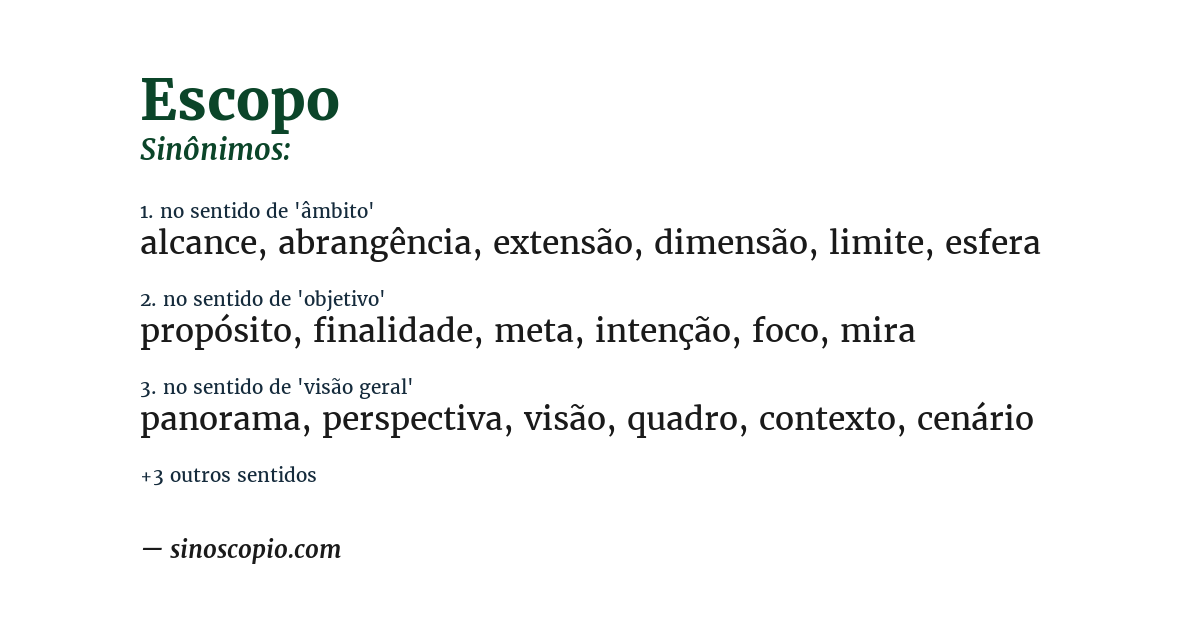 Sinônimo de escopo