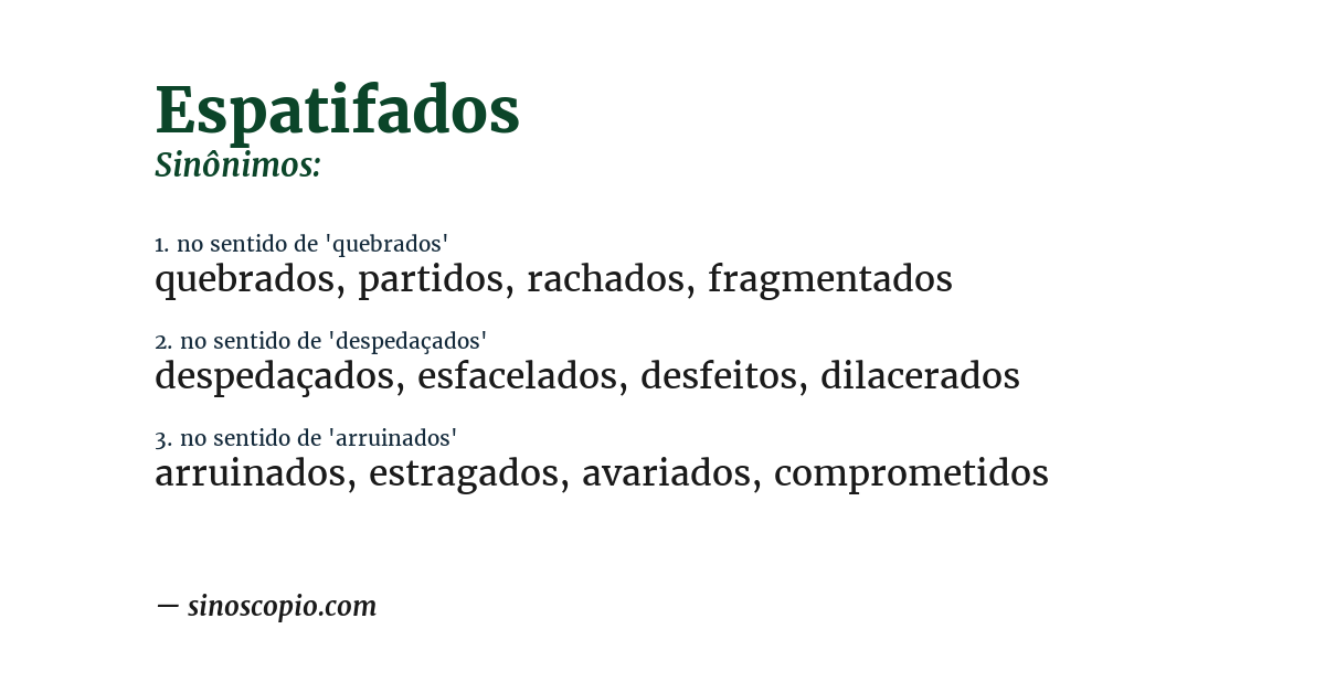 Sinônimo de espatifados