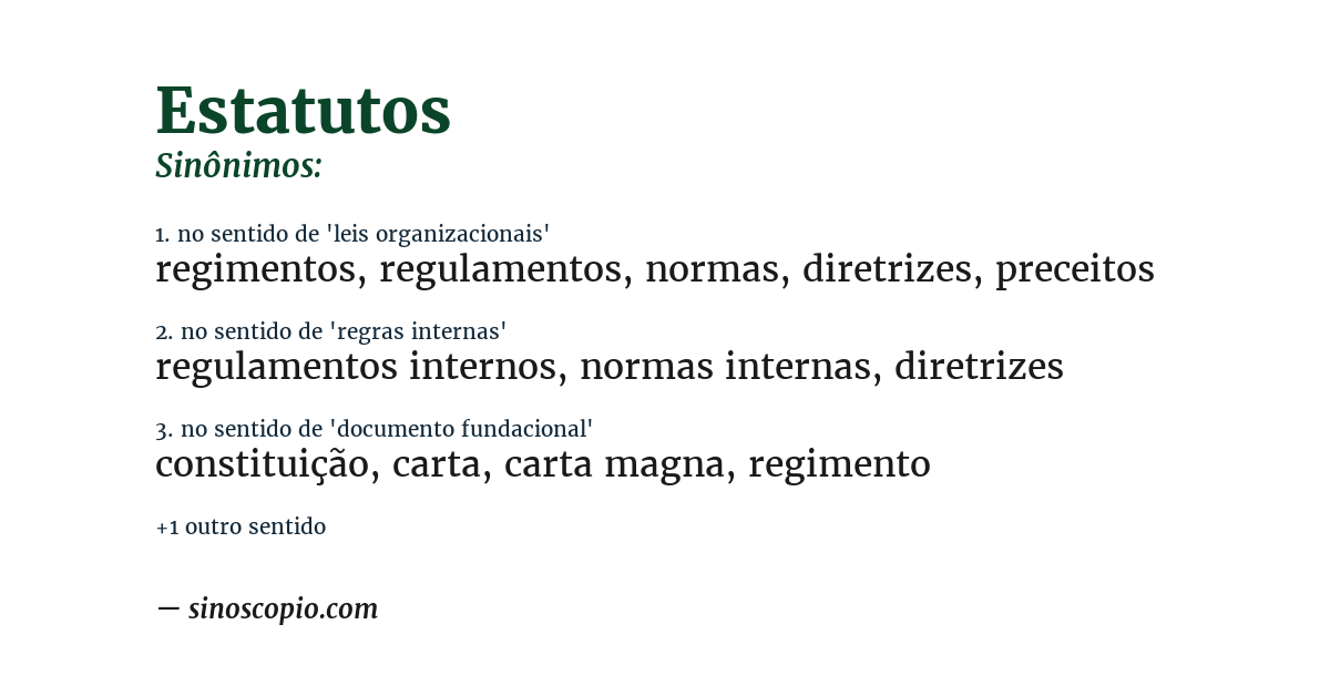 Sinônimo de estatutos