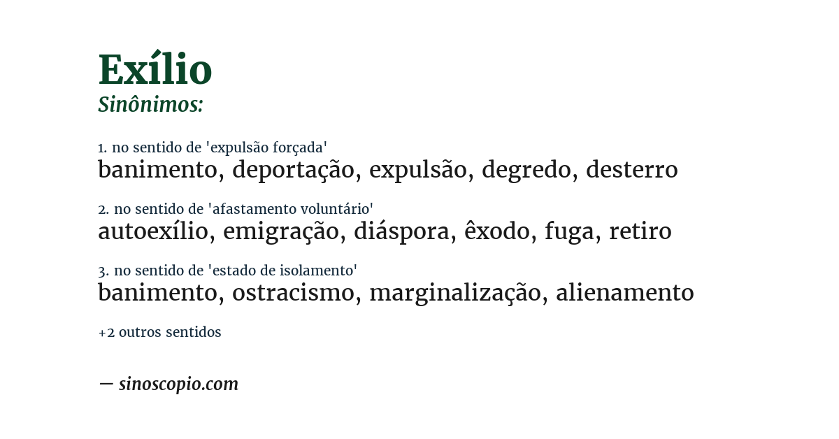 Sinônimo de exílio