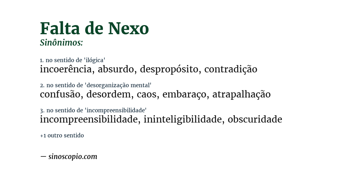 Sinônimo de falta de nexo