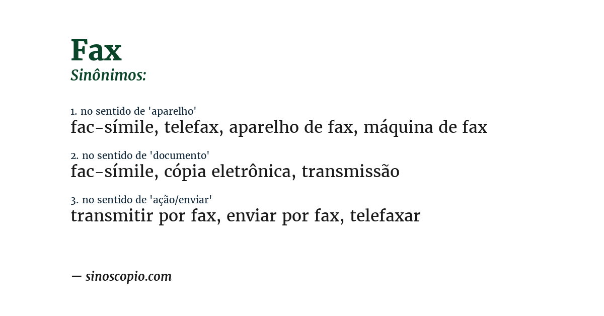 Sinônimo de fax
