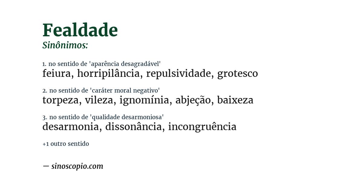 Sinônimo de fealdade