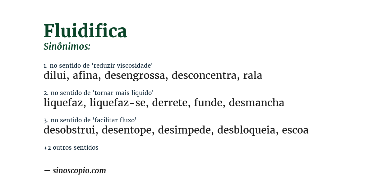 Sinônimo de fluidifica