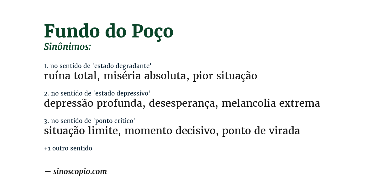 Sinônimo de fundo do poço