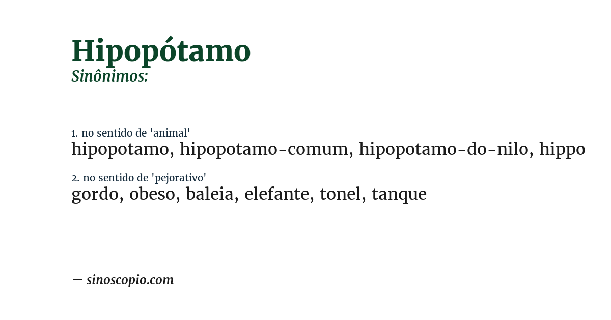 Sinônimo de hipopótamo