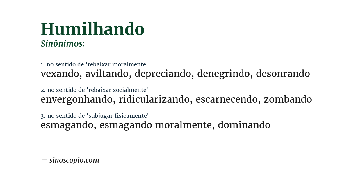Sinônimo de humilhando