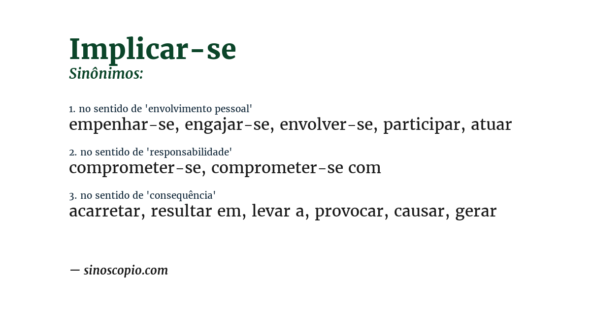 Sinônimo de implicar-se