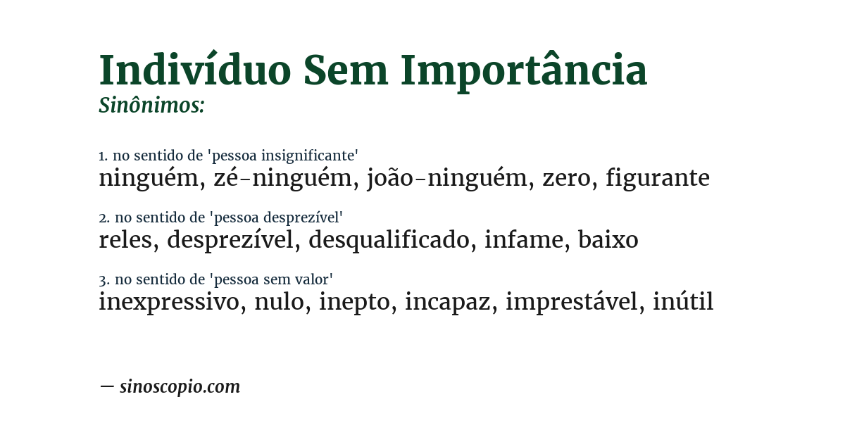 Sinônimo de indivíduo sem importância