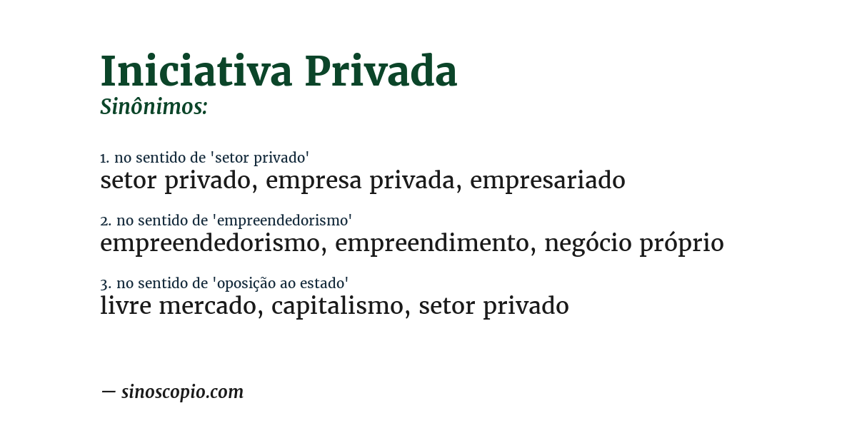 Sinônimo de iniciativa privada