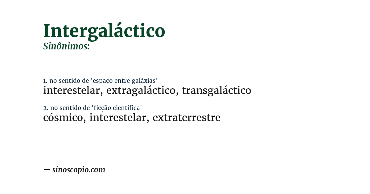 Sinônimo de intergaláctico