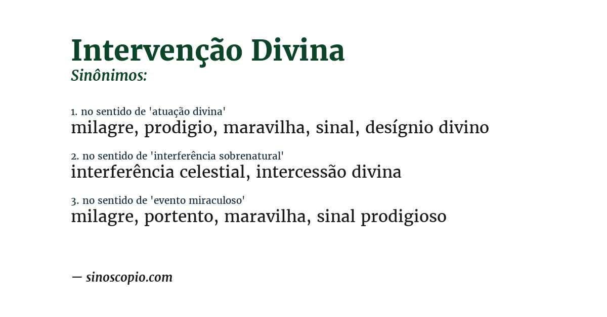 Sinônimo de intervenção divina