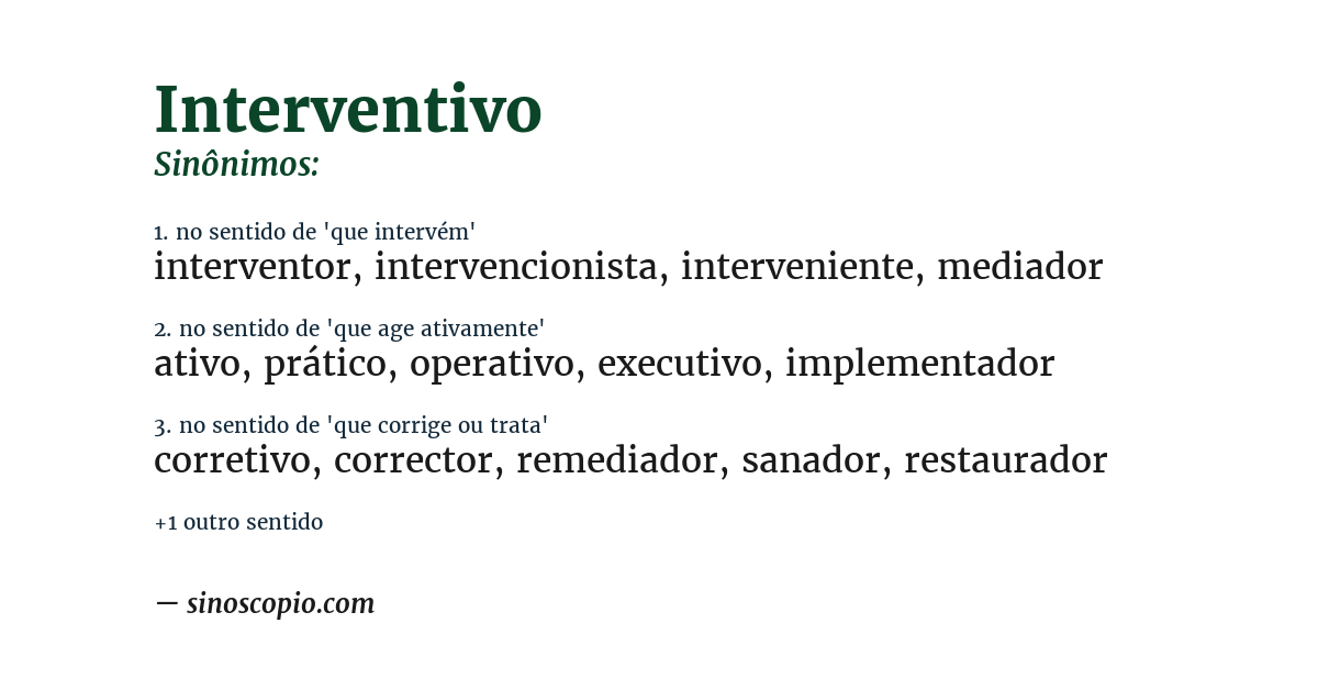 Sinônimo de interventivo