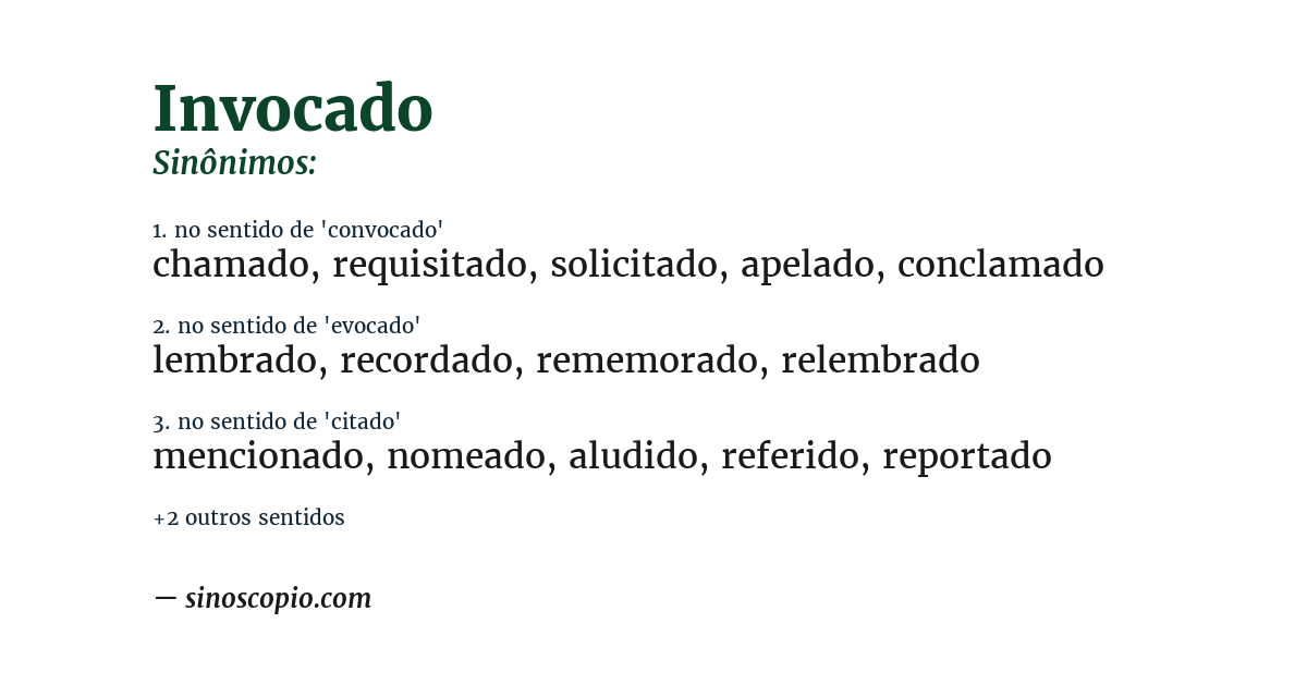 Sinônimo de invocado
