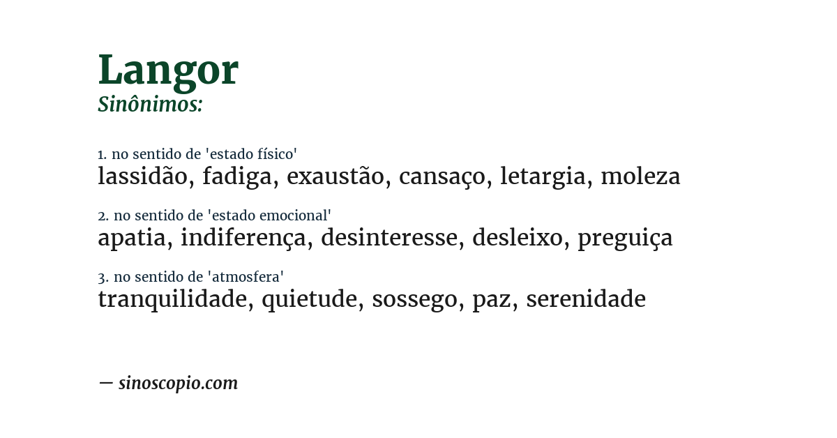 Sinônimo de langor