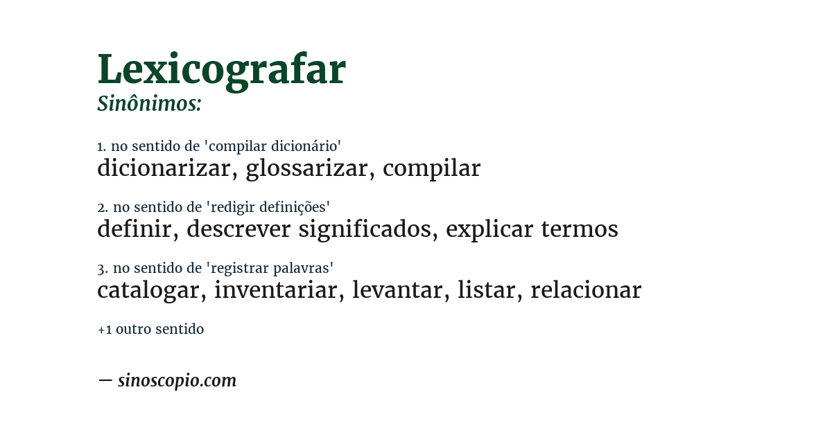 Sinônimo de lexicografar