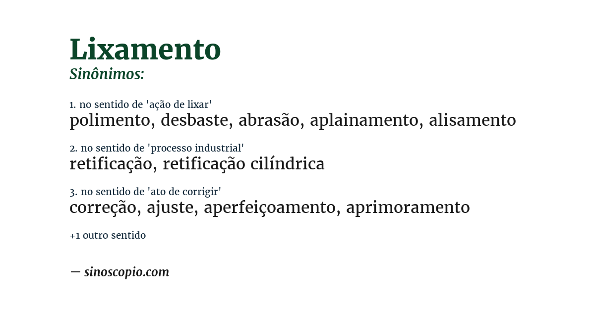 Sinônimo de lixamento