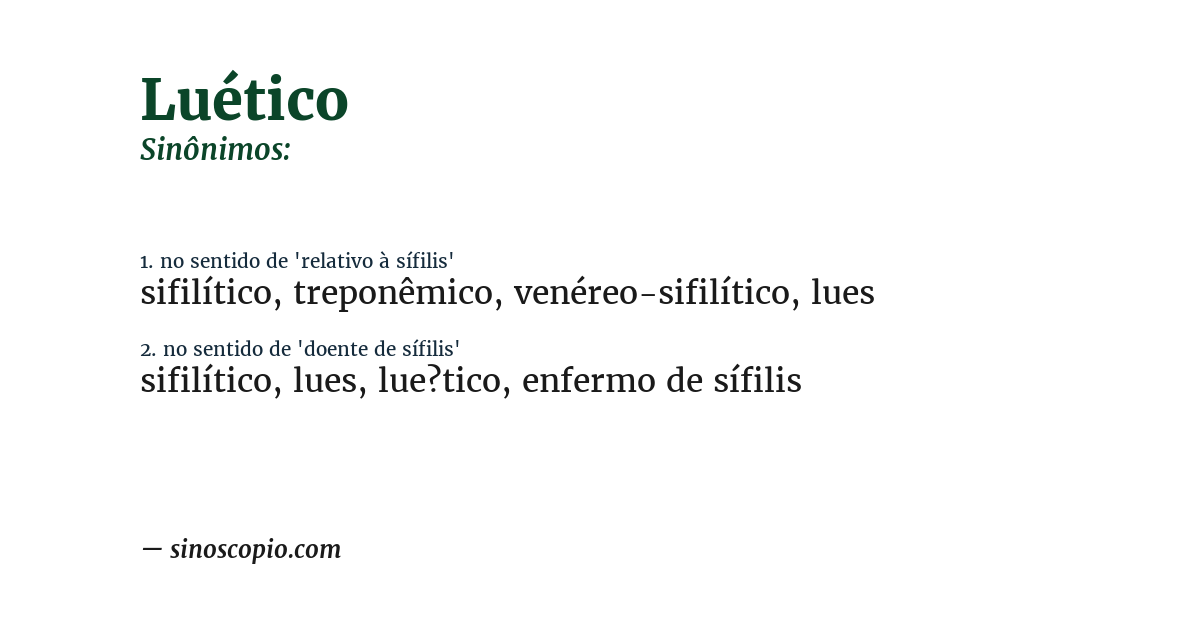 Sinônimo de luético