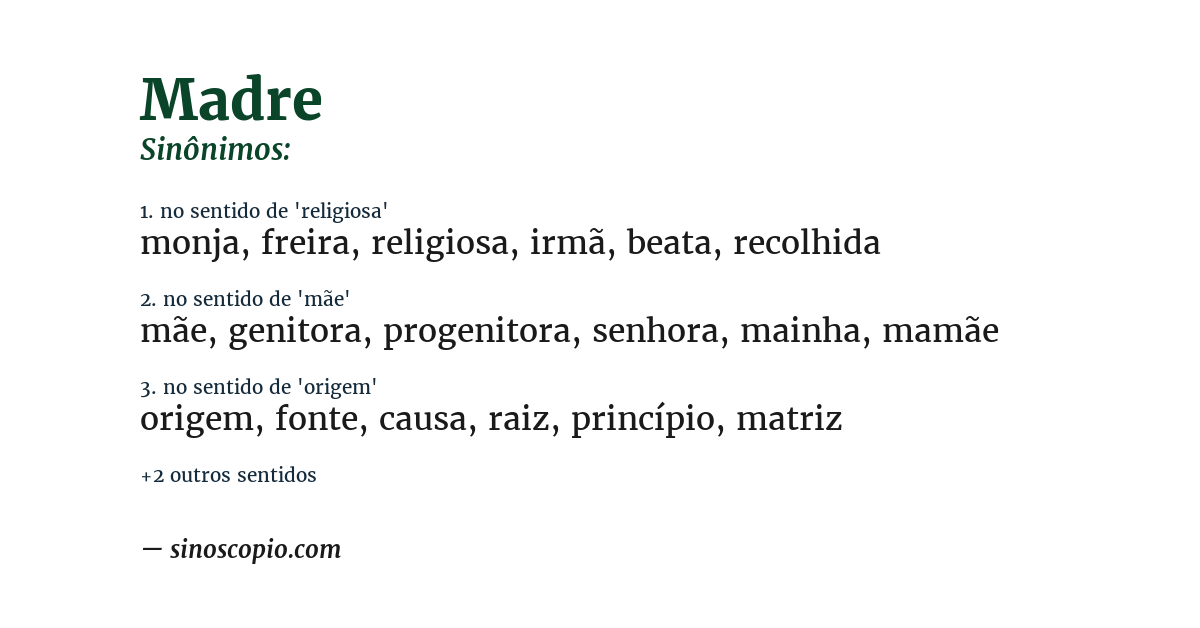 Sinônimo de madre