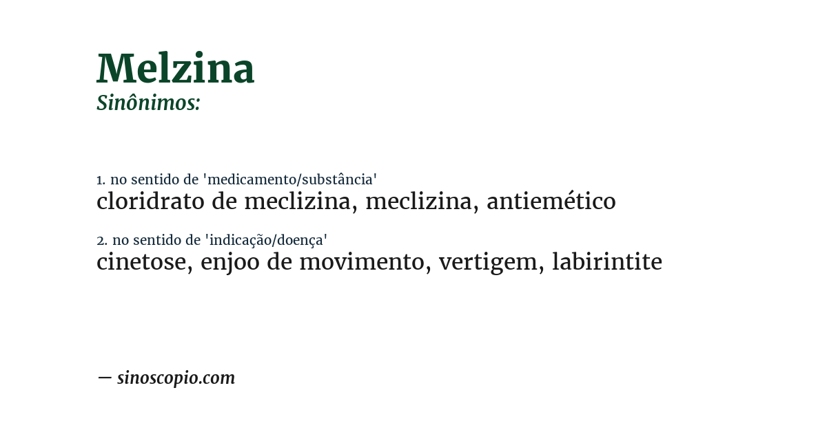 Sinônimo de melzina