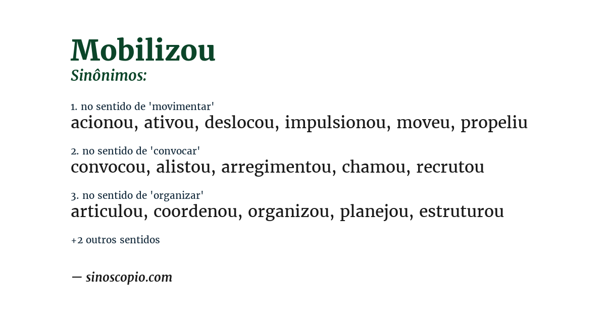 Sinônimo de mobilizou