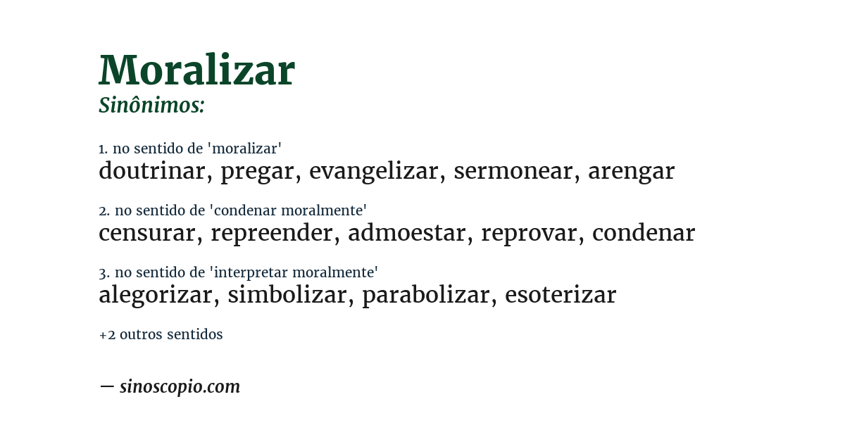 Sinônimo de moralizar
