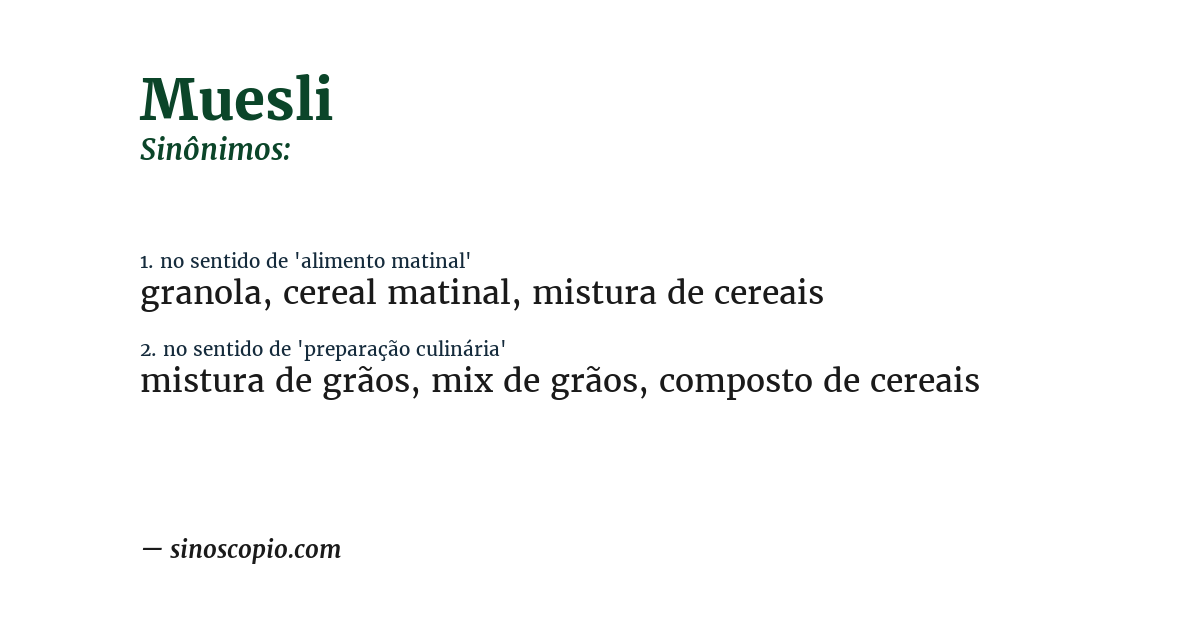 Sinônimo de muesli