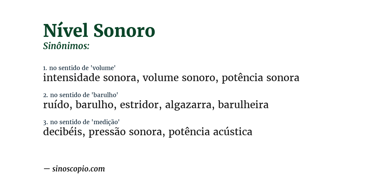 Sinônimo de nível sonoro