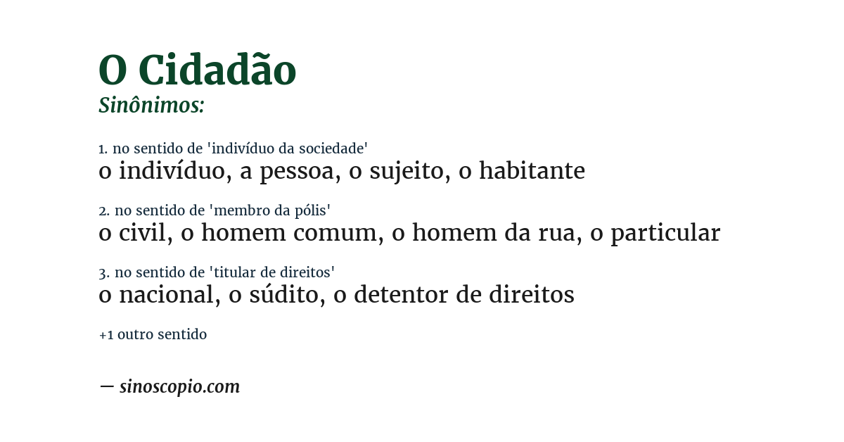 Sinônimo de o cidadão
