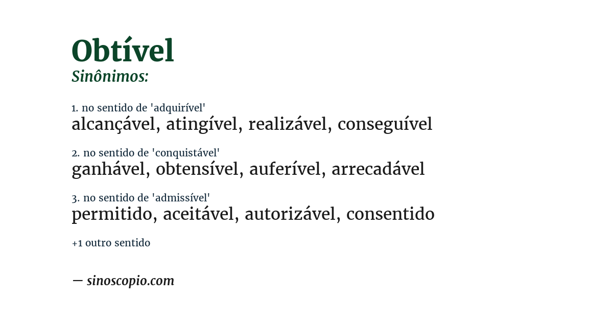 Sinônimo de obtível