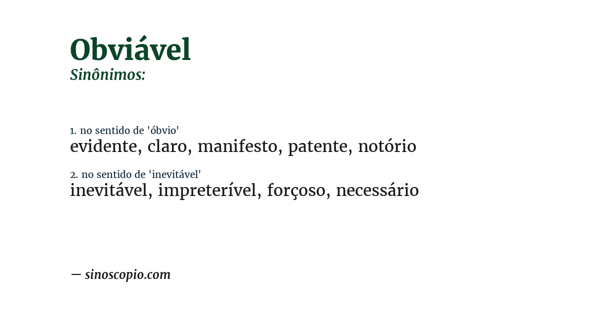 Sinônimo de obviável