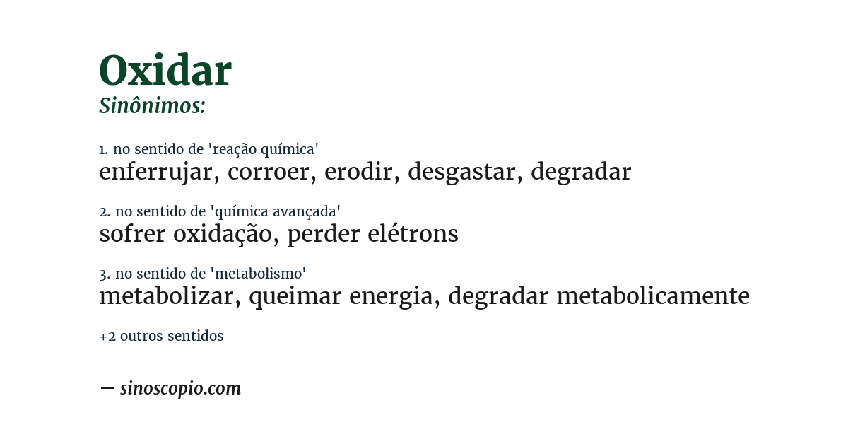 Sinônimo de oxidar
