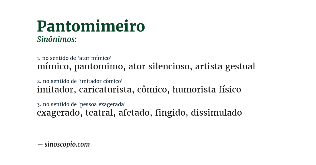 Sinônimo de pantomimeiro
