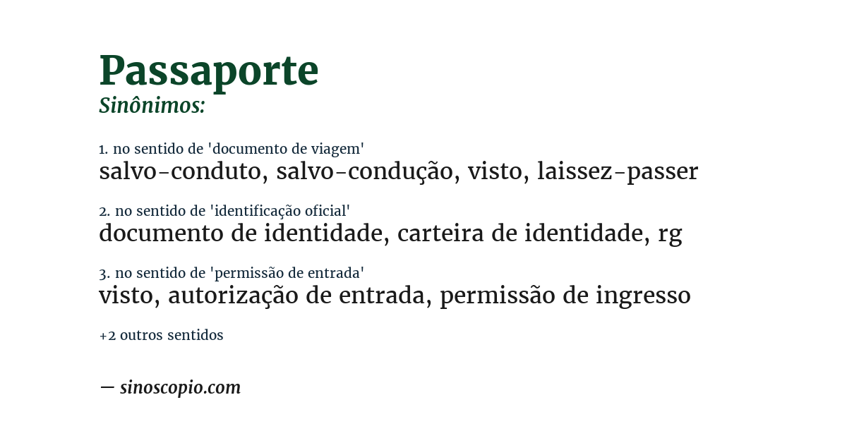 Sinônimo de passaporte