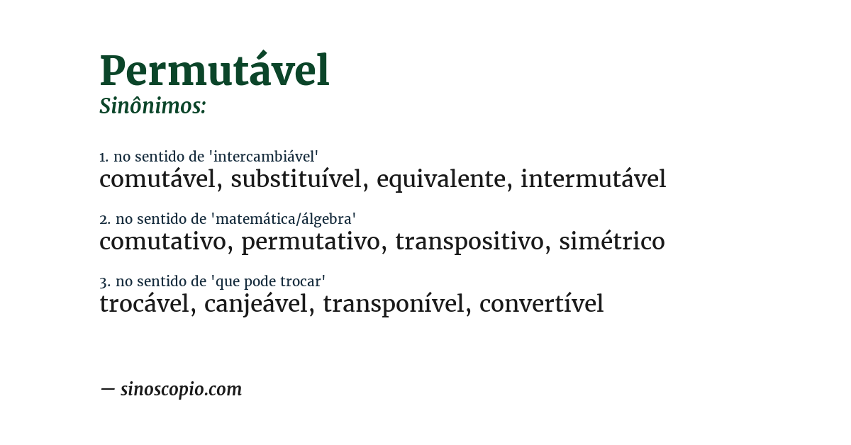 Sinônimo de permutável
