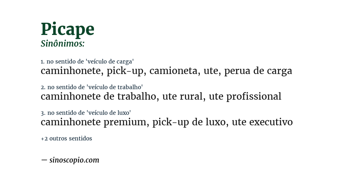 Sinônimo de picape