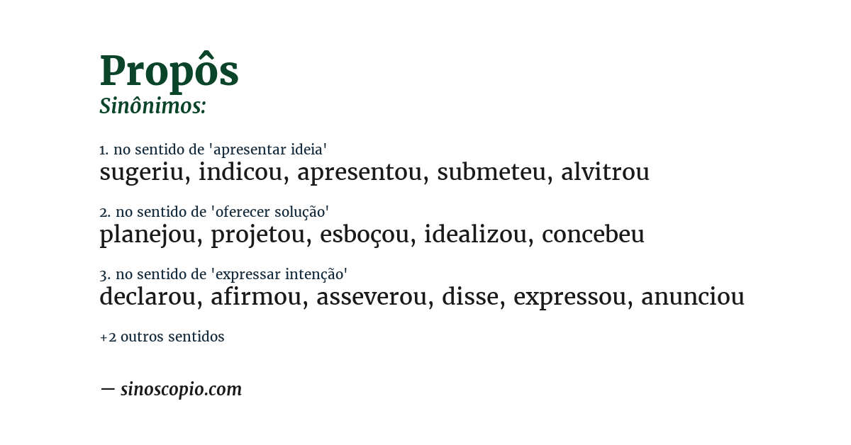 Sinônimo de propôs