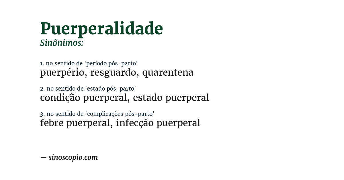 Sinônimo de puerperalidade