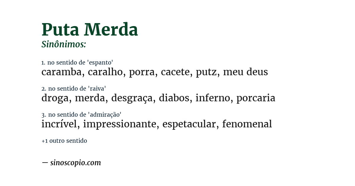 Sinônimo de puta merda