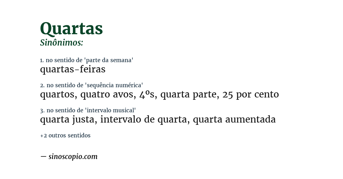 Sinônimo de quartas
