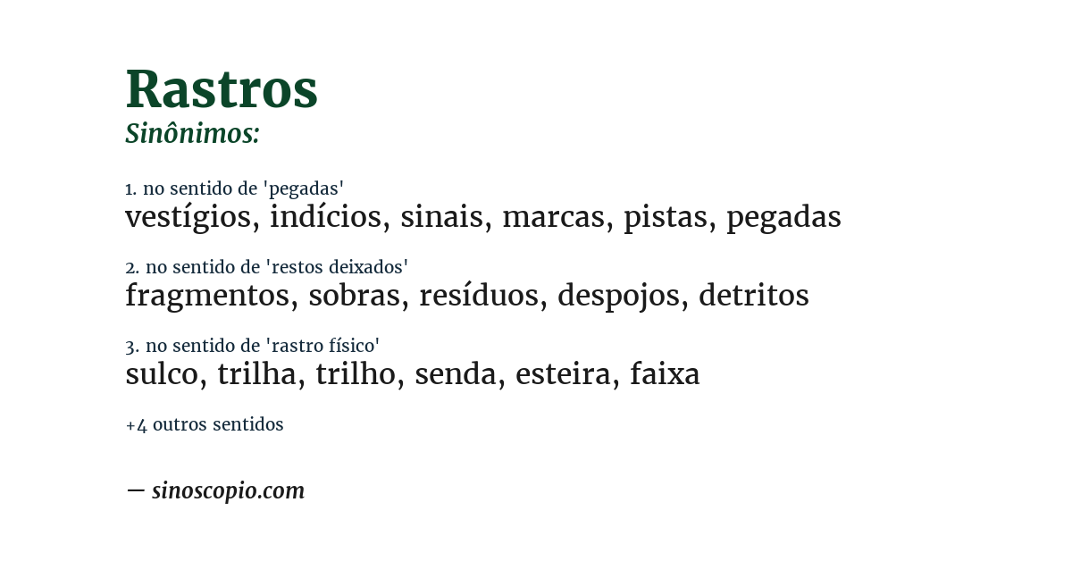 Sinônimo de rastros