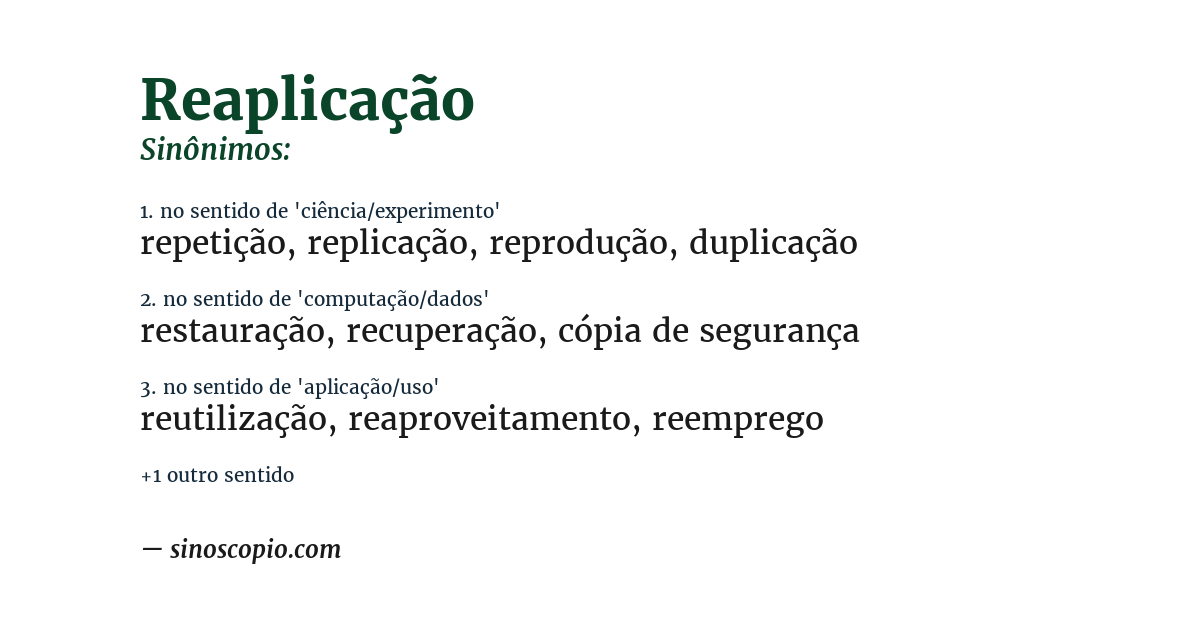 Sinônimo de reaplicação