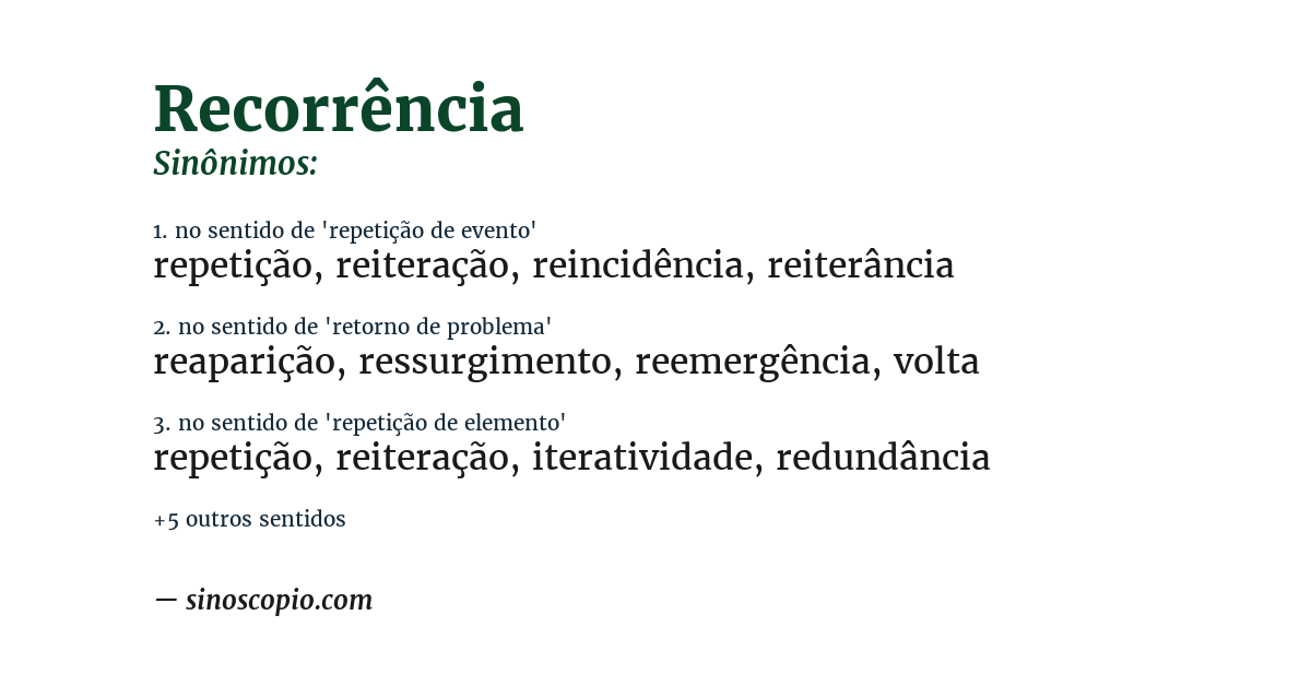 Sinônimo de recorrência