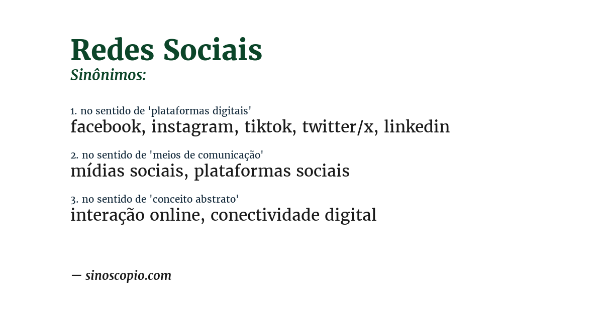 Sinônimo de redes sociais